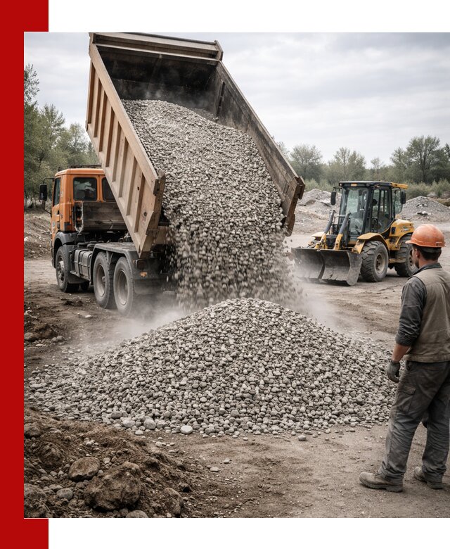 Доставка щебня в Ефремах крупными и мелкими фракциями