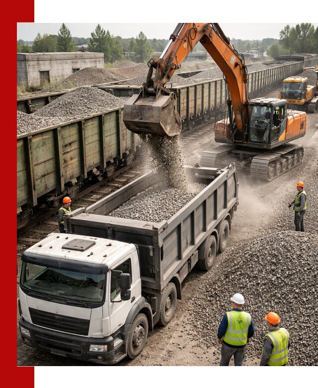 Железнодорожный щебень фракция 25–60 для поставок в Ефремах