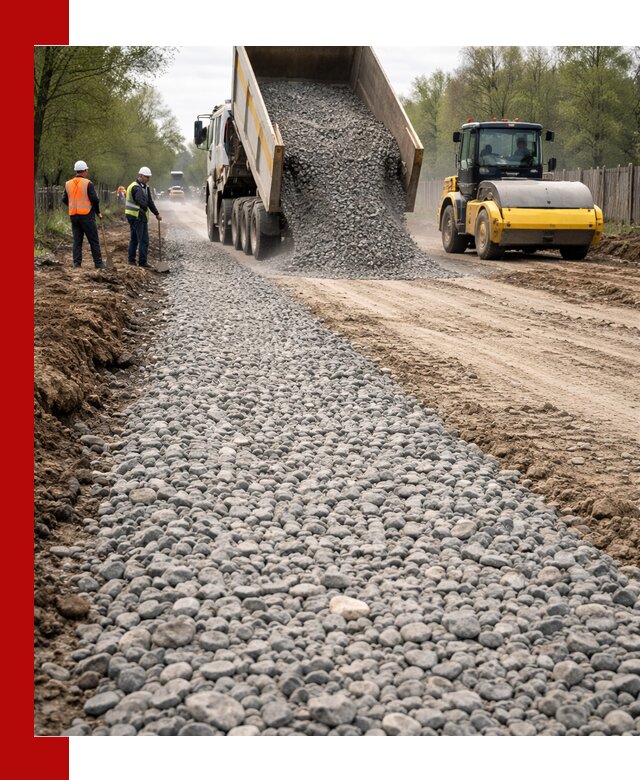 Доставка щебня для отсыпки дорог в Ефремах высокого качества