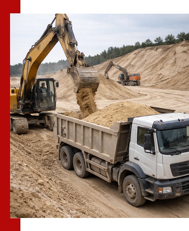 Доставка карьерного песка с самосвалами и разгрузкой в Ефремах