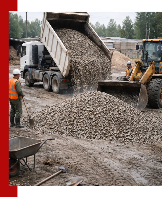 Мытый гравий с доставкой в Ефремах от карьера до участка