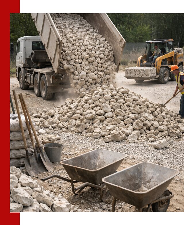 Доставка и продажа бутового известнякового камня в Ефремах