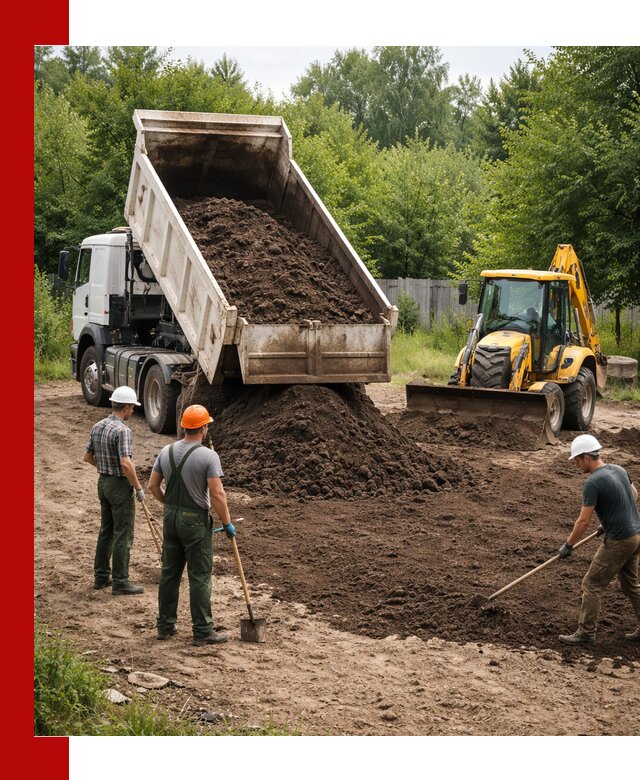 Доставка и укладка грунта для выравнивания участка в Ефремах