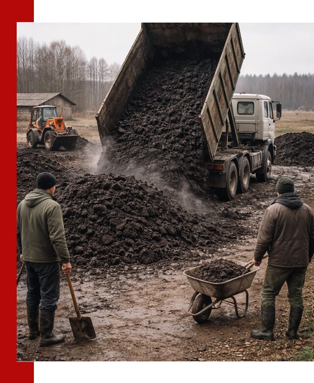 Доставка низинного торфа с разгрузкой и доставкой в Ефремах