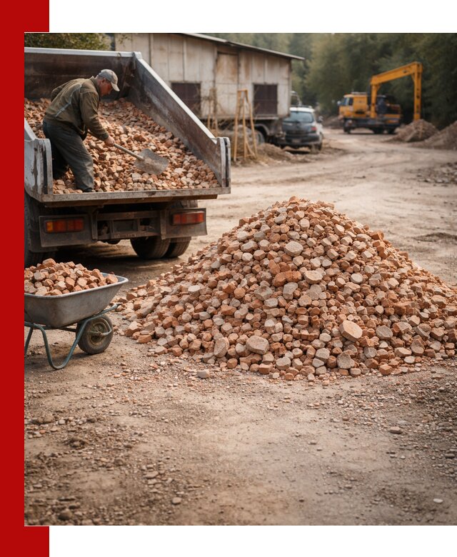 Доставка и подушка из боя кирпича с разгрузкой в Ефремах