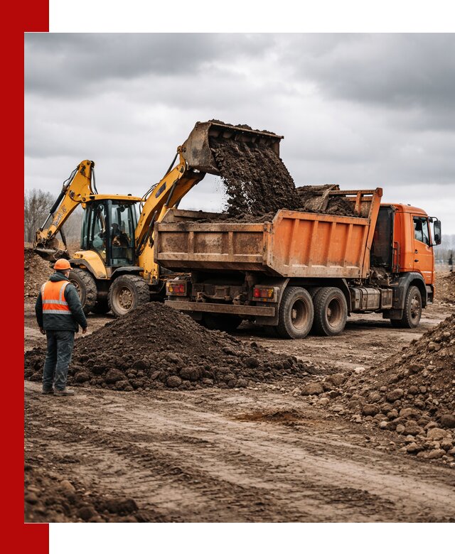 Вывоз грунта и строительного мусора в Ефремах грузовыми самосвалами