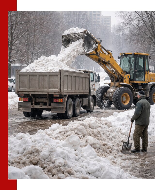 Вывоз снега грузовой техникой в Ефремах оперативно и чисто