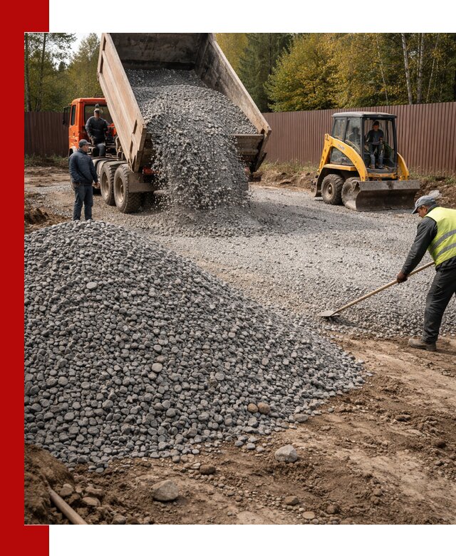 Отсыпка участка щебнем с доставкой и уплотнением в Ефремах