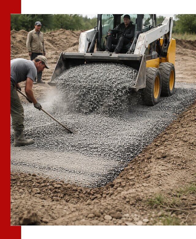 Устройство щебеночной подушки в Ефремах для дорог и фундаментов